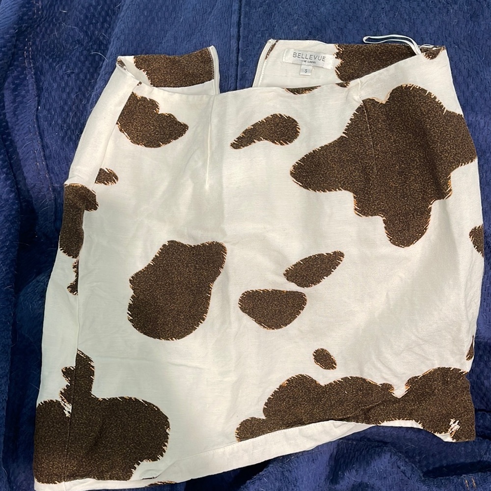 Bellevue via Free People brown and white mini skirt